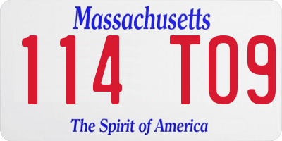 MA license plate 114TO9