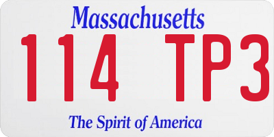 MA license plate 114TP3