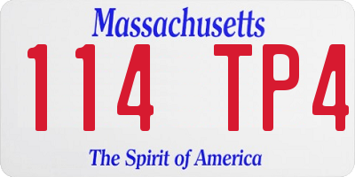 MA license plate 114TP4