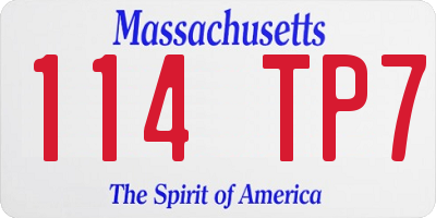 MA license plate 114TP7