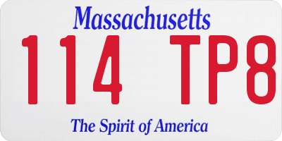 MA license plate 114TP8