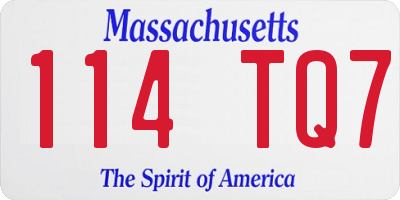 MA license plate 114TQ7