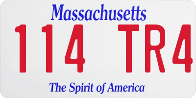 MA license plate 114TR4