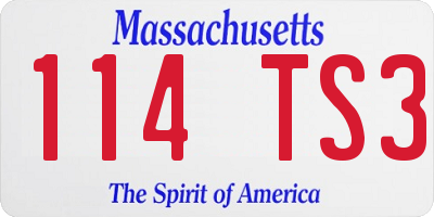 MA license plate 114TS3