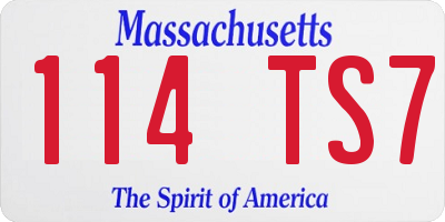 MA license plate 114TS7