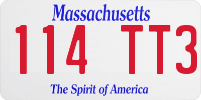 MA license plate 114TT3
