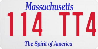 MA license plate 114TT4