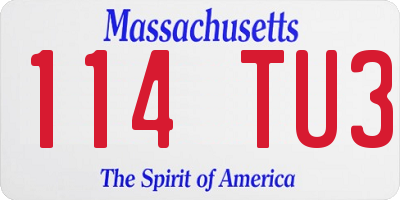 MA license plate 114TU3