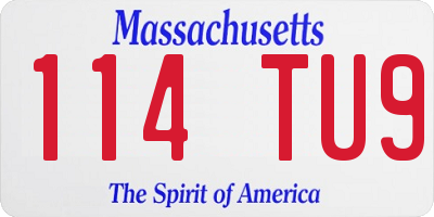 MA license plate 114TU9