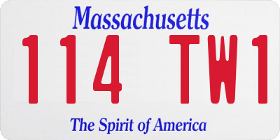 MA license plate 114TW1