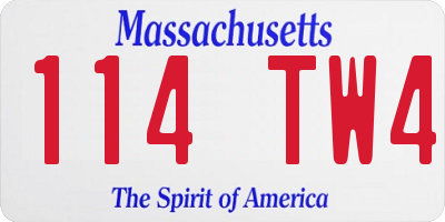 MA license plate 114TW4