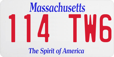 MA license plate 114TW6
