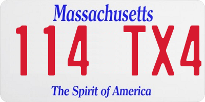 MA license plate 114TX4