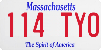 MA license plate 114TY0