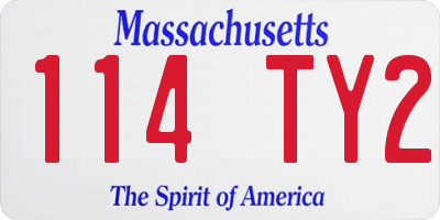 MA license plate 114TY2