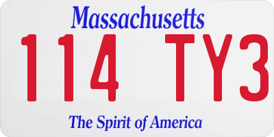 MA license plate 114TY3