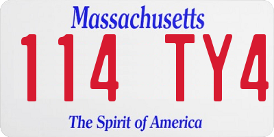 MA license plate 114TY4