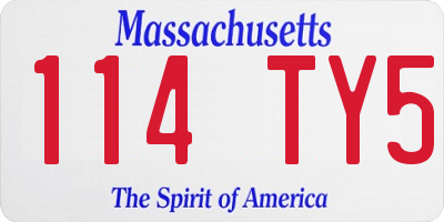 MA license plate 114TY5