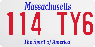 MA license plate 114TY6