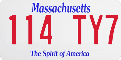 MA license plate 114TY7