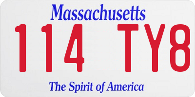 MA license plate 114TY8