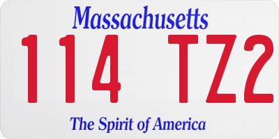 MA license plate 114TZ2