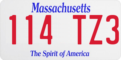 MA license plate 114TZ3
