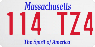 MA license plate 114TZ4