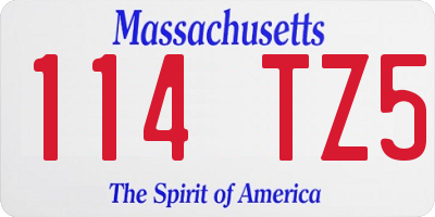 MA license plate 114TZ5