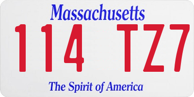 MA license plate 114TZ7