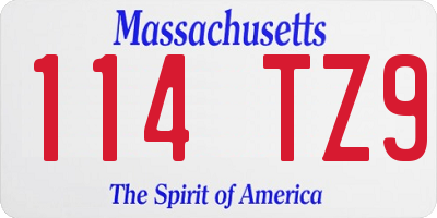 MA license plate 114TZ9