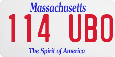 MA license plate 114UB0