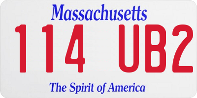MA license plate 114UB2