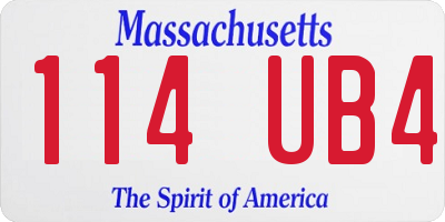 MA license plate 114UB4
