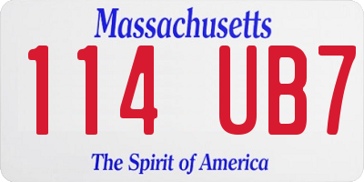 MA license plate 114UB7