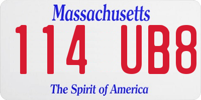 MA license plate 114UB8