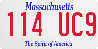 MA license plate 114UC9