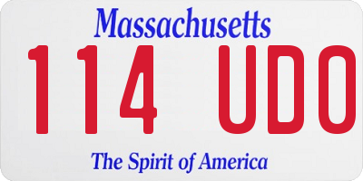 MA license plate 114UD0