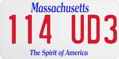 MA license plate 114UD3