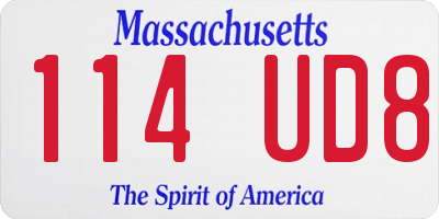 MA license plate 114UD8