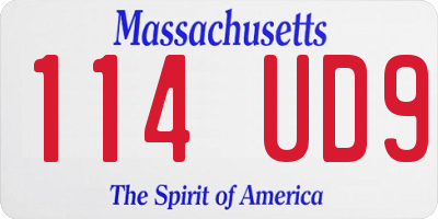 MA license plate 114UD9
