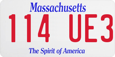 MA license plate 114UE3
