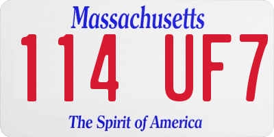MA license plate 114UF7