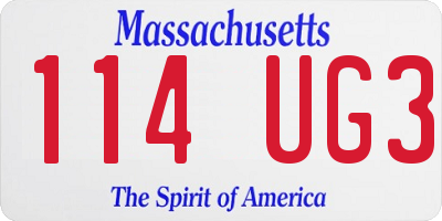 MA license plate 114UG3