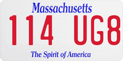 MA license plate 114UG8