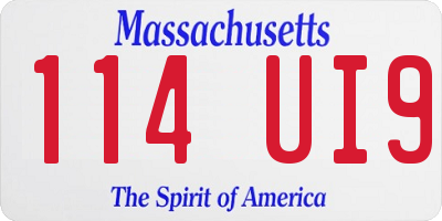 MA license plate 114UI9