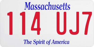 MA license plate 114UJ7