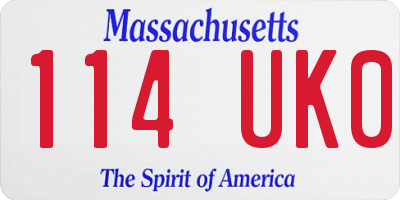 MA license plate 114UK0