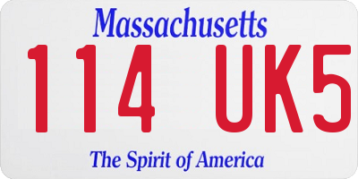 MA license plate 114UK5
