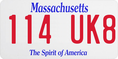 MA license plate 114UK8